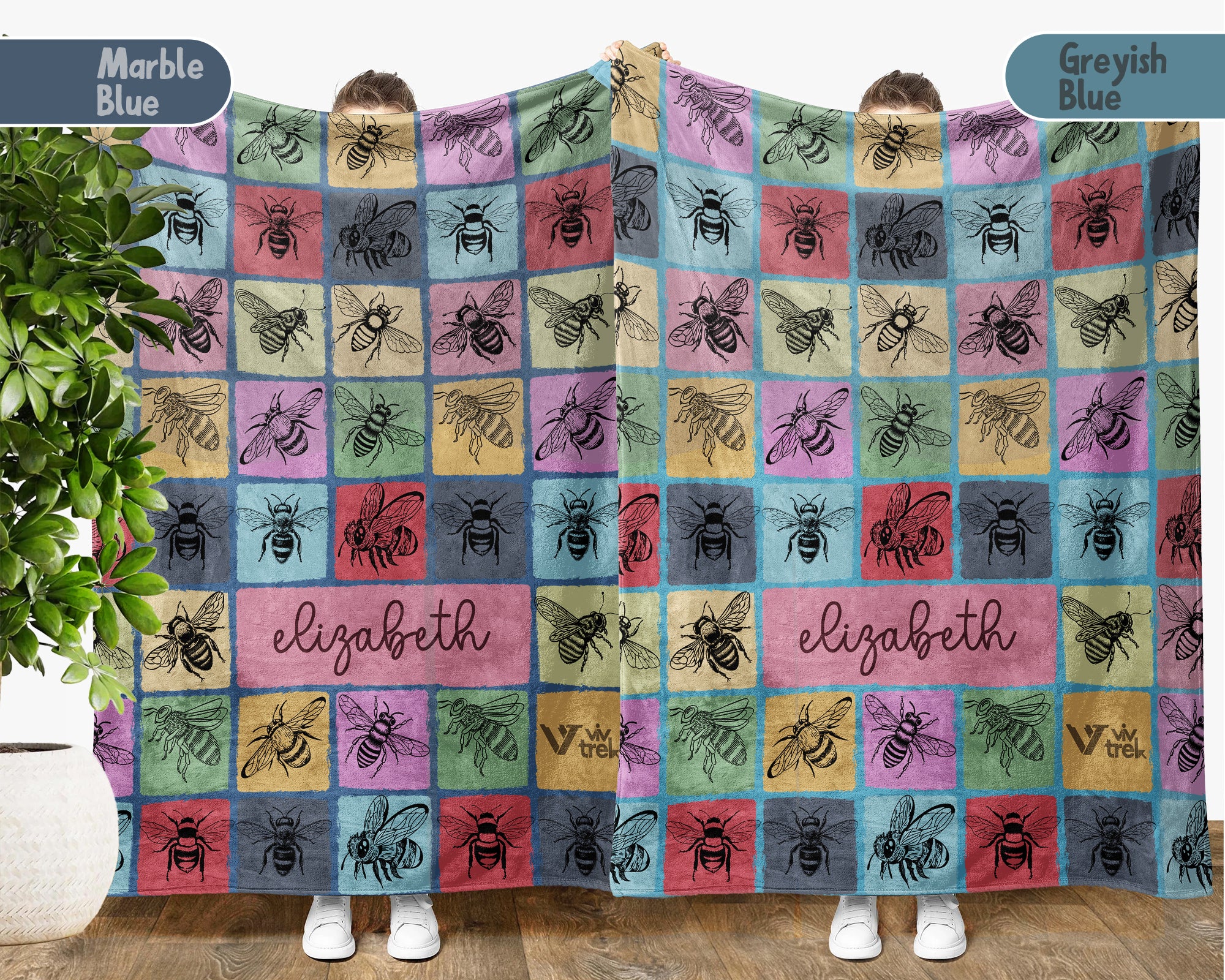 Personalized Bee Lover Blanket Cozy Vintage Bee Throw Gift for Home