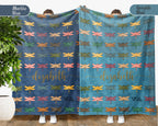 Personalized Dragonfly Throw Custom Name Insect Lover Blanket Retro Winged Bug Design Nature Gift for Her Cozy Home Accent Decor