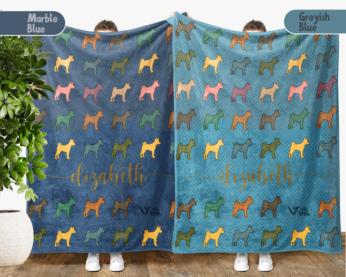 Personalized Basenji Dog Throw Custom Name Pet Lover Blanket Retro Breed Design Barkless Dog Gift Unique Cozy Home Accent