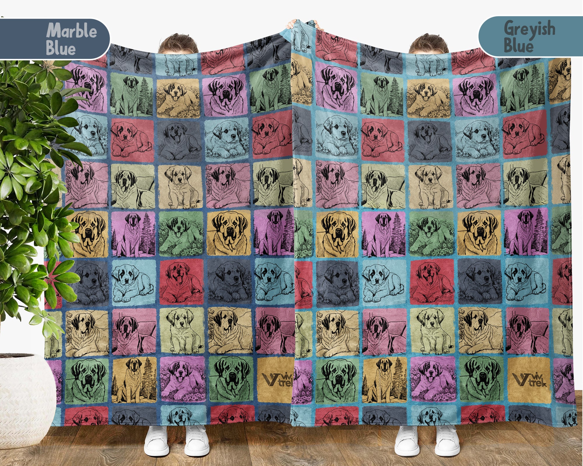 Vintage St Bernard Dog Blanket Cozy Puppy Throw Soft Pet Fleece Blanket Unique St Bernard Breed Gift Home Decor Idea