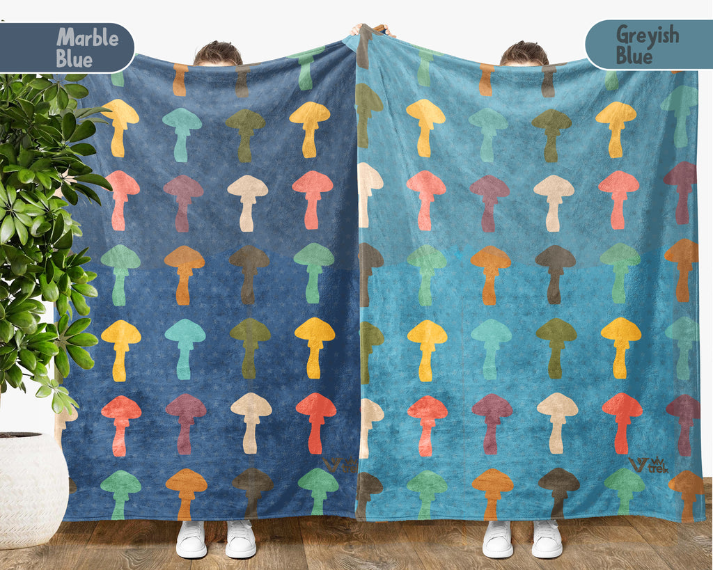 Retro Mushroom Blanket Gift for Nature Lovers, Cozy Fungi Throw, Woodland Inspired Decor Accent for Bedroom and Living Spaces