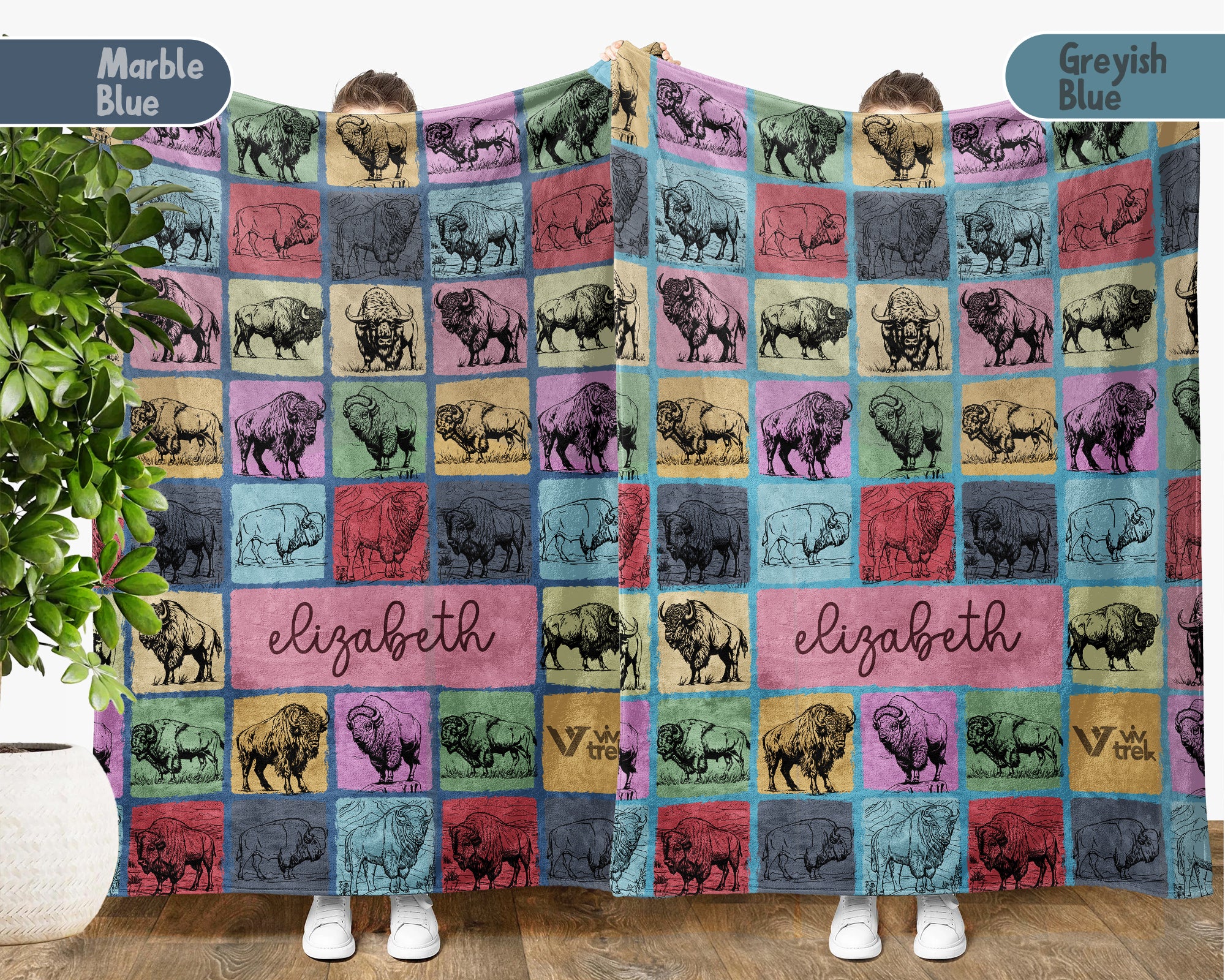 Personalized Bison Blanket Custom Name Rustic Buffalo Throw Cozy Wildlife Decor Western Inspired Gift Unique Nature Home Accent