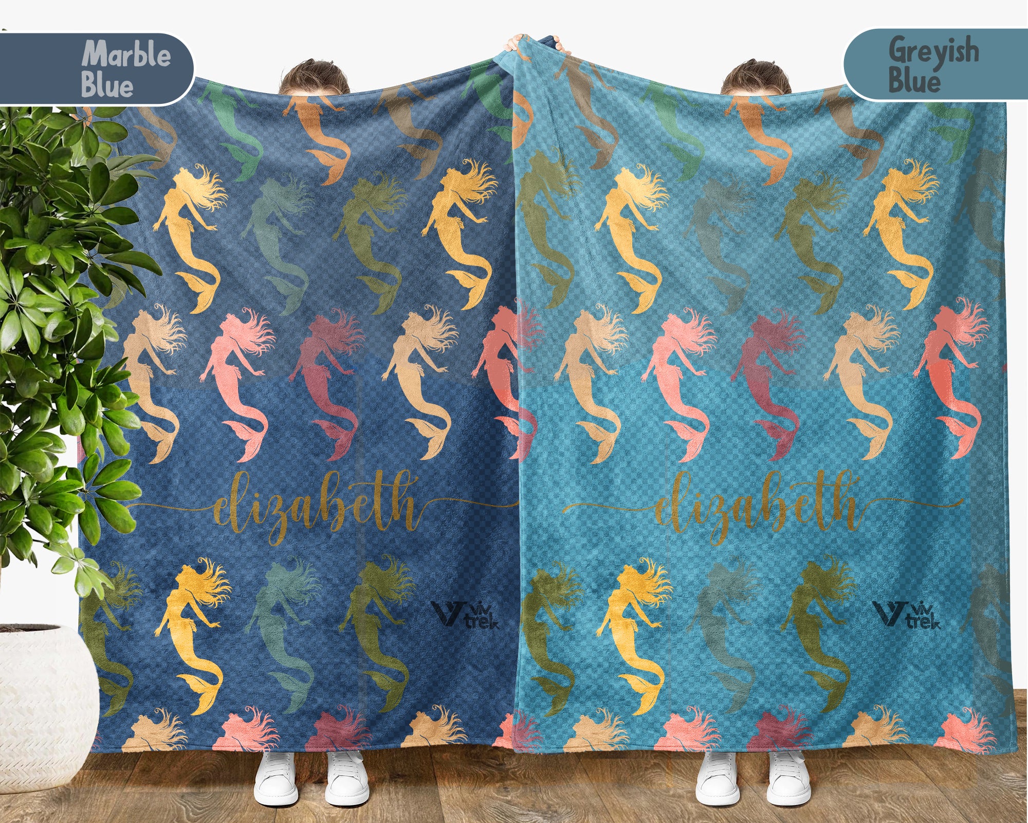 Personalized Mermaid Blanket with Custom Name Cozy Fantasy Ocean Throw for Kids Girls Cute Gift Magical Bedroom Decor