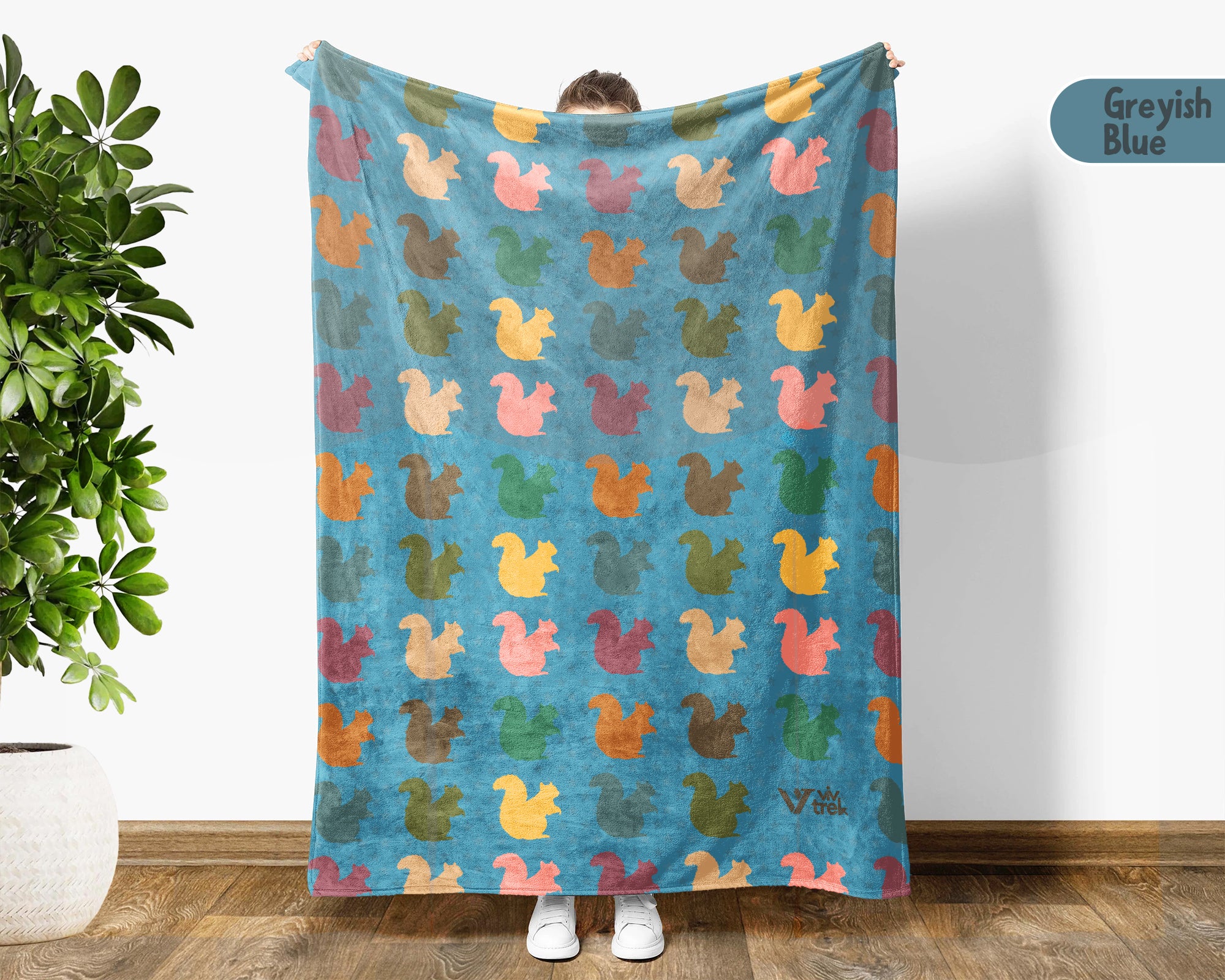 Funny Squirrel Lover Blanket Retro Woodland Cozy Nature Throw Gift