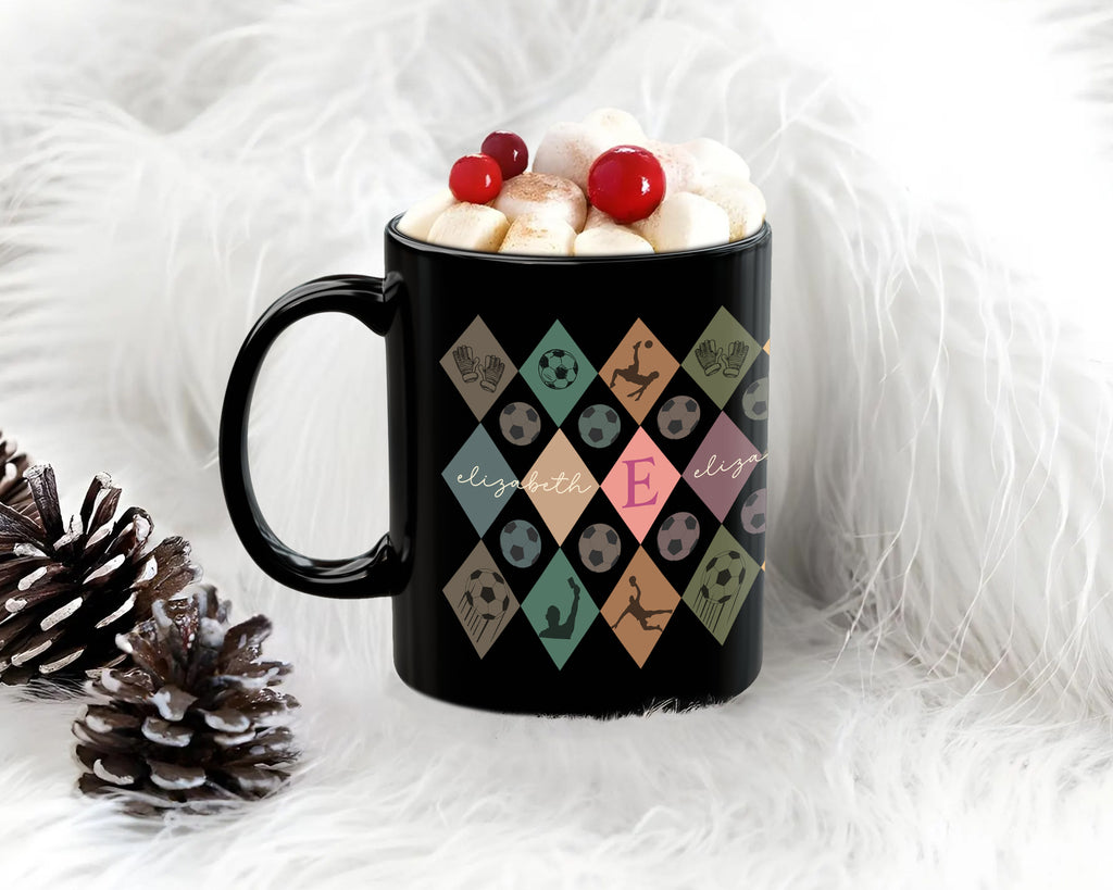 Retro Custom Soccer Mug, Personalized Name Football Coffee Cup, Unique Soccer Lover Gift, Vintage Sports Fan Mug, Player Gift Drinkware