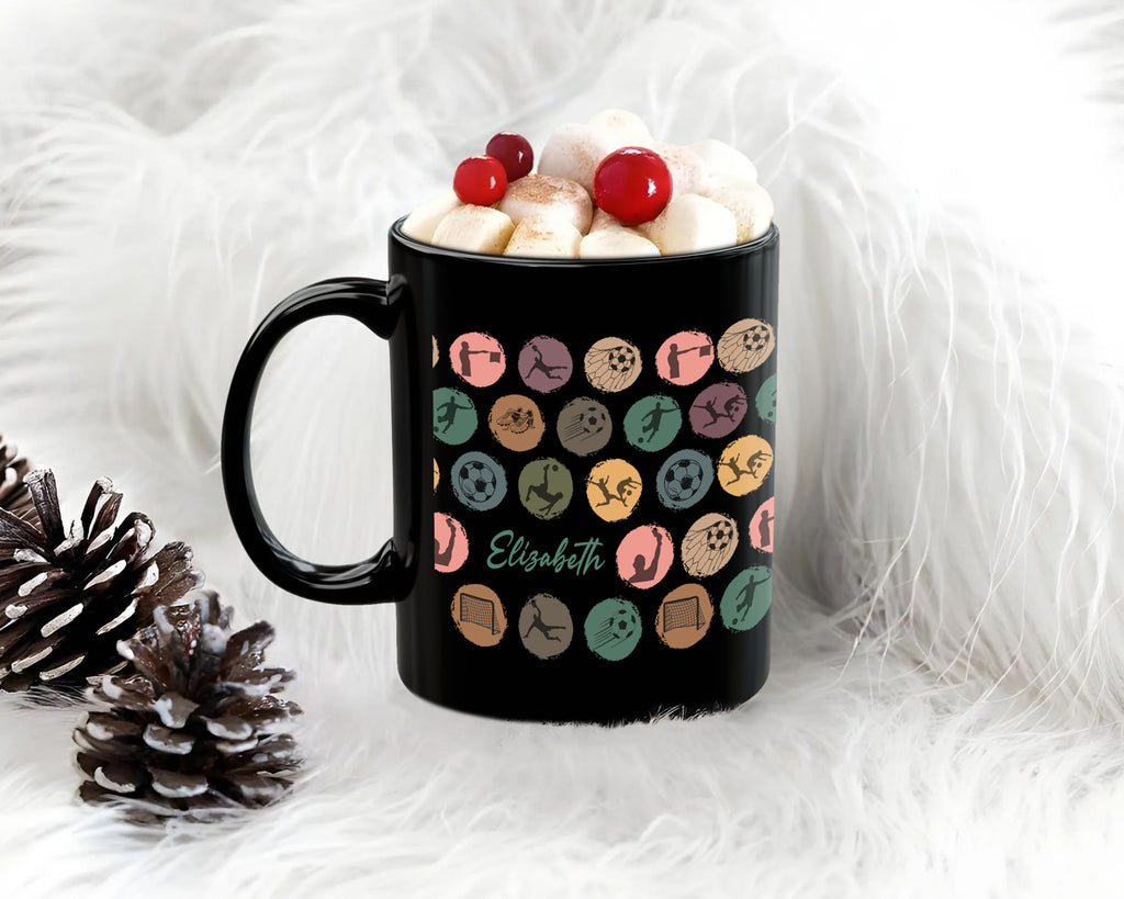 Custom Soccer Mug, Retro Personalized Name Football Coffee Cup, Unique Soccer Lover Gift, Sports Fan Drinkware, Player Gift Mug
