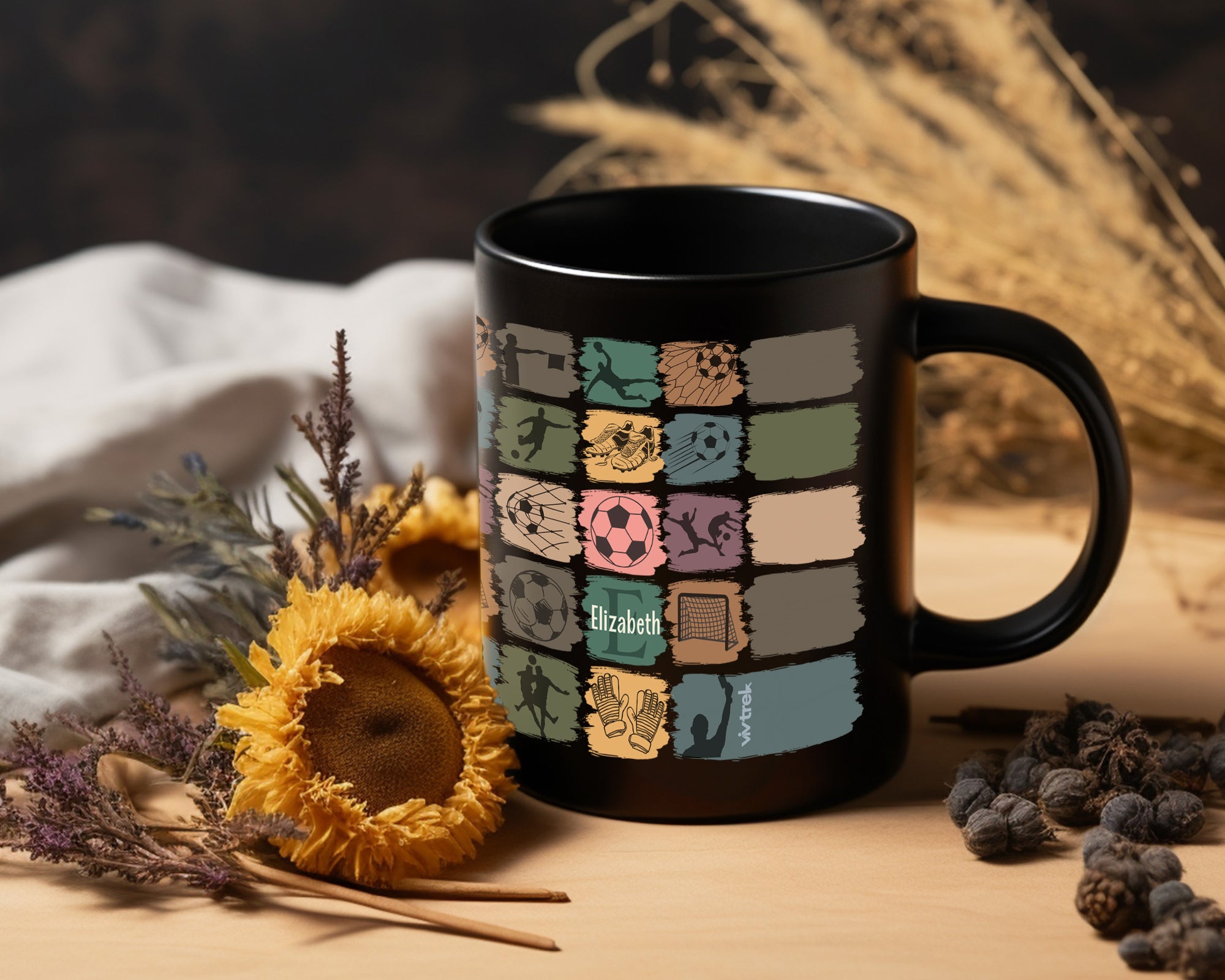 Retro Custom Soccer Mug, Personalized Name Football Coffee Cup, Unique Soccer Lover Gift, Cozy Sports Fan Drinkware, Player Gift Mug