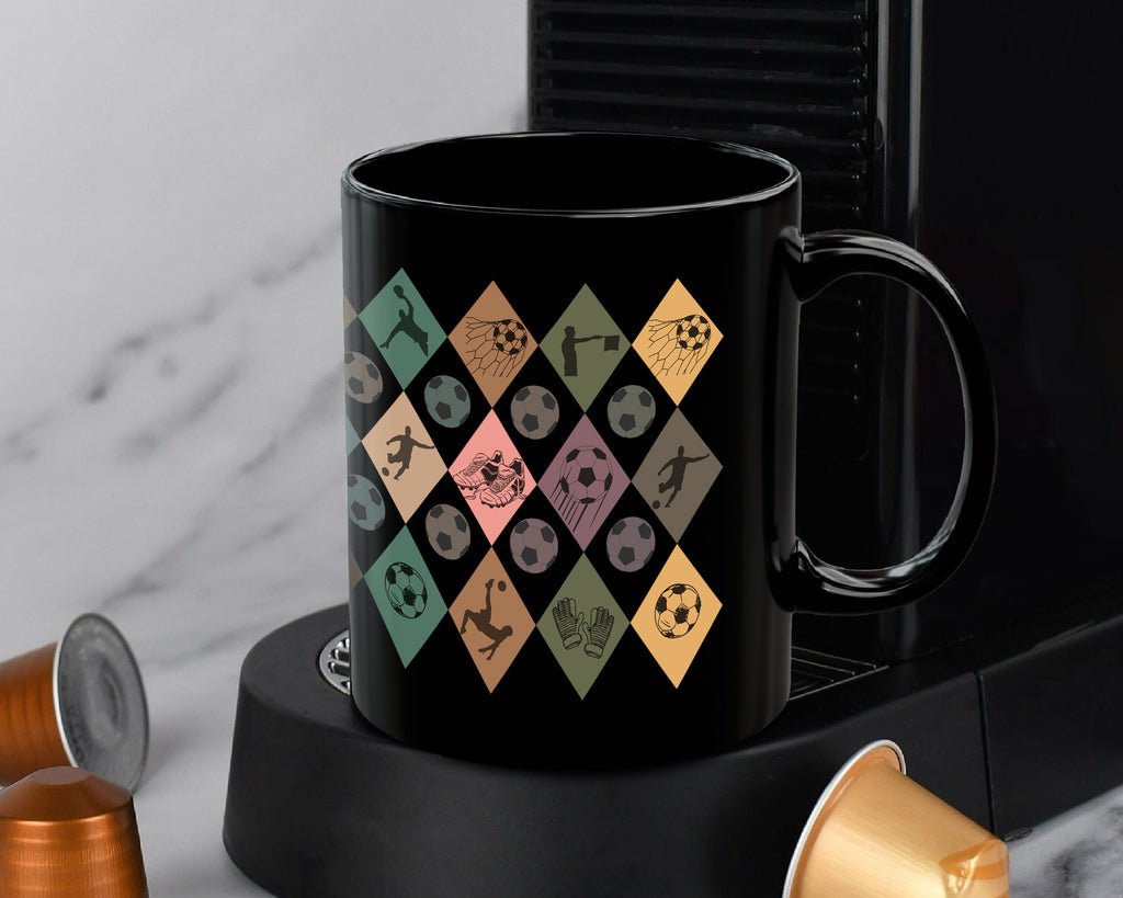 Retro Custom Soccer Mug, Personalized Name Football Coffee Cup, Unique Soccer Lover Gift, Vintage Sports Fan Mug, Player Gift Drinkware