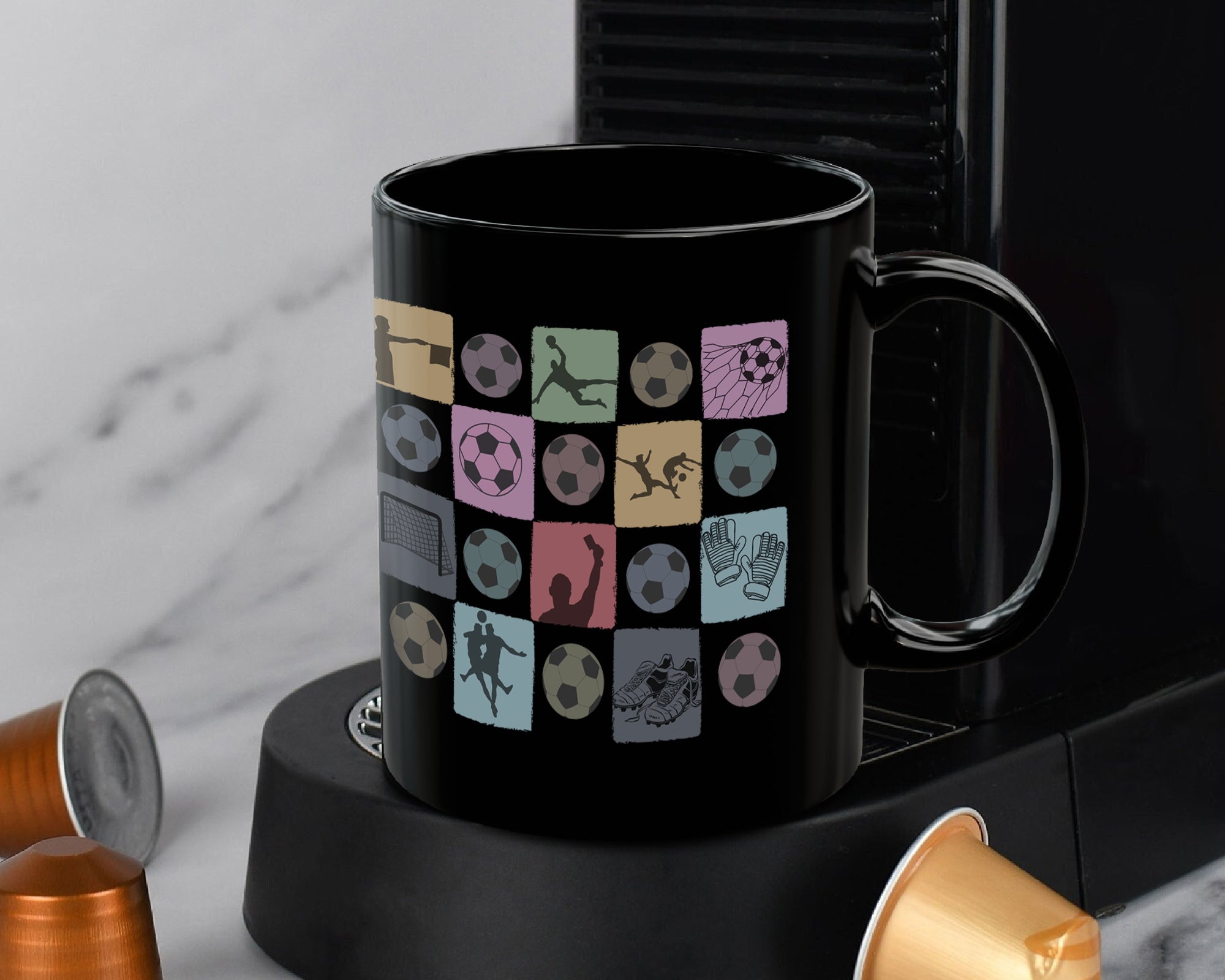 Custom Soccer Mug, Personalized Name Football Coffee Cup, Retro Soccer Lover Gift, Unique Sports Fan Mug, Player Gift Drinkware