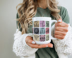 Person holding a mug with a colorful basketball design.
