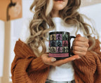 Person holding a mug with a colorful design with name text
