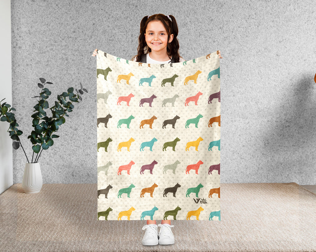 Retro Pitbull Blanket Gift for Dog Lovers, Cozy Canine Throw, Pet Inspired Decor Accent for Bedroom and Living Spaces