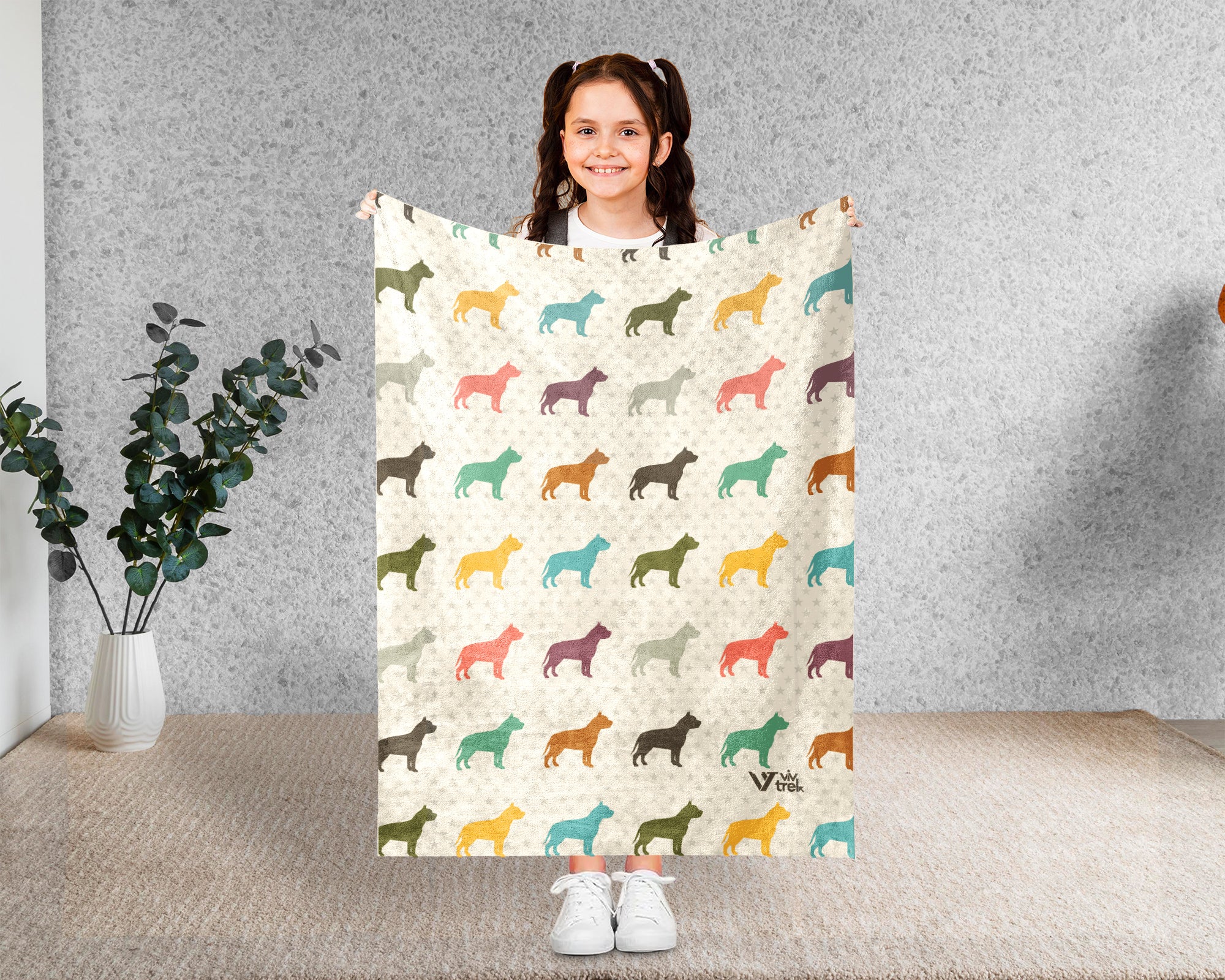 Retro Pitbull Blanket Gift for Dog Lovers, Cozy Canine Throw, Pet Inspired Decor Accent for Bedroom and Living Spaces