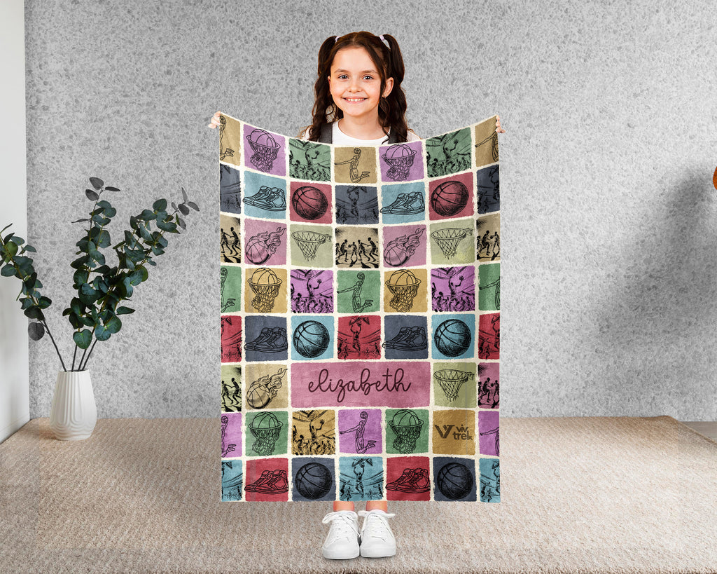 Custom Name Basketball Blanket – Personalized Sports Lover Throw