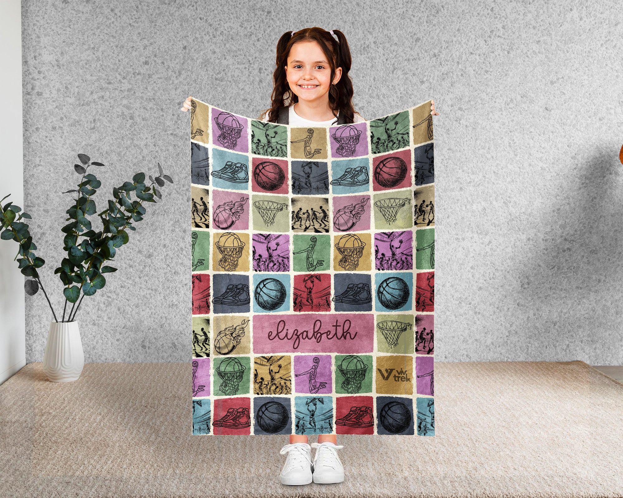 Custom Name Basketball Blanket – Personalized Sports Lover Throw