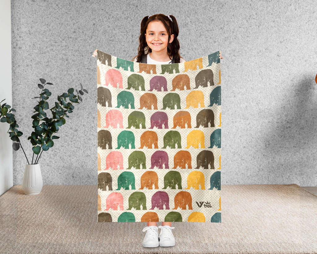 Retro Polar Bear Blanket Gift Arctic Wildlife Throw Cozy Bear Lover Blanket Unique Animal Print Home Decor Gift Idea