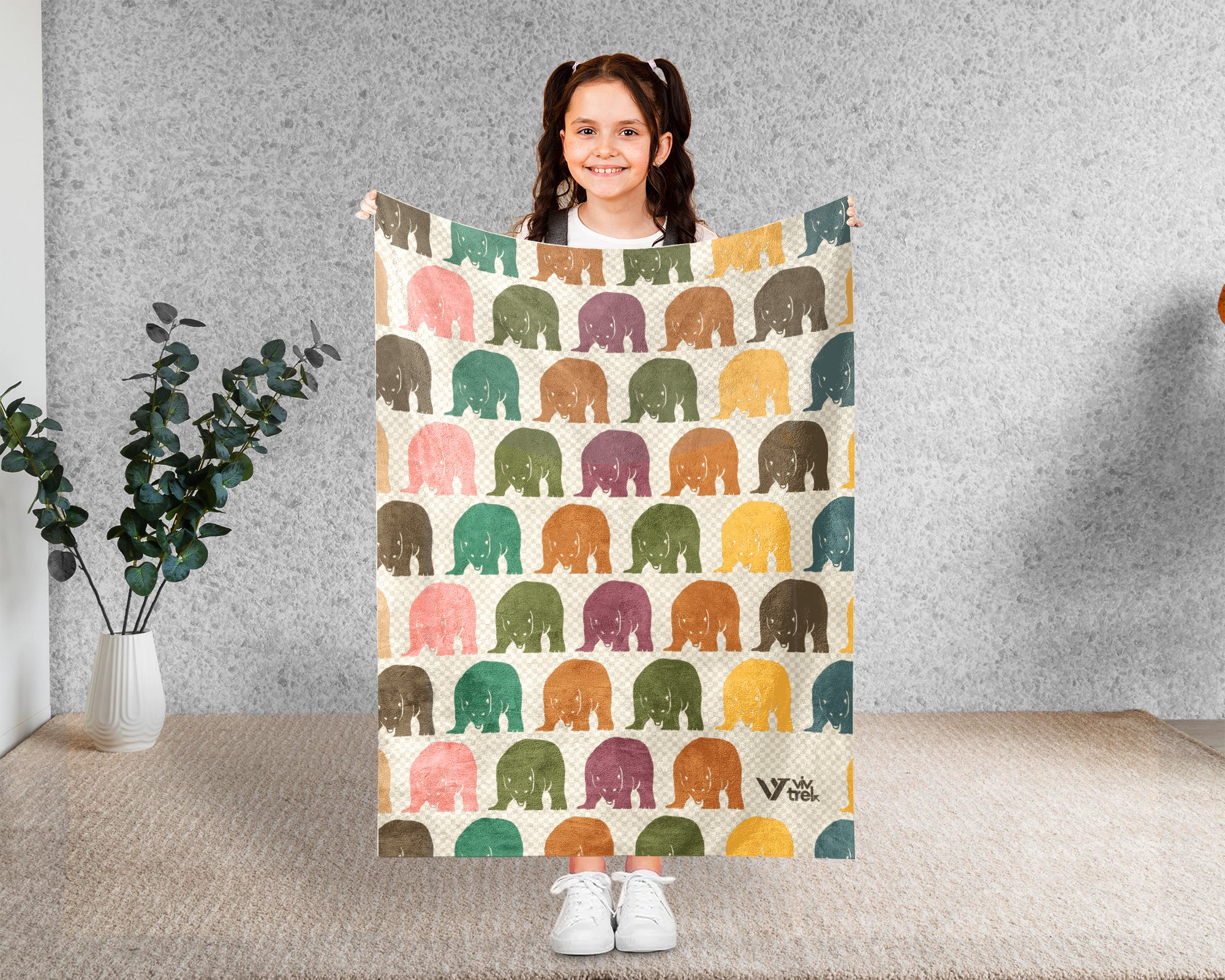 Retro Polar Bear Blanket Gift Arctic Wildlife Throw Cozy Bear Lover Blanket Unique Animal Print Home Decor Gift Idea