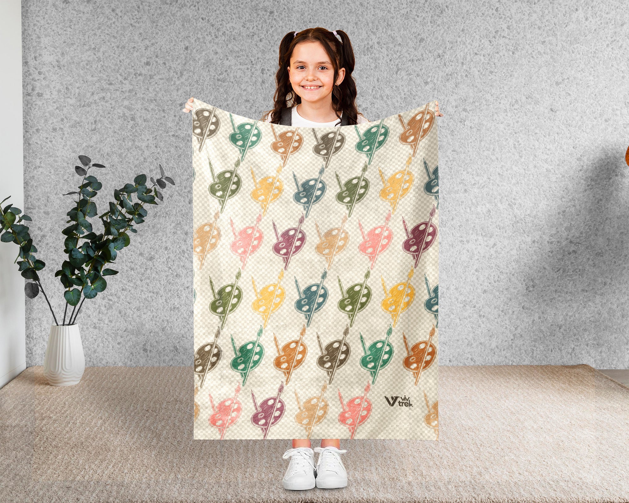 Retro Painting Lover Blanket, Vintage Canvas Artist Throw for Creative Home Decor and Cozy Art Gifts