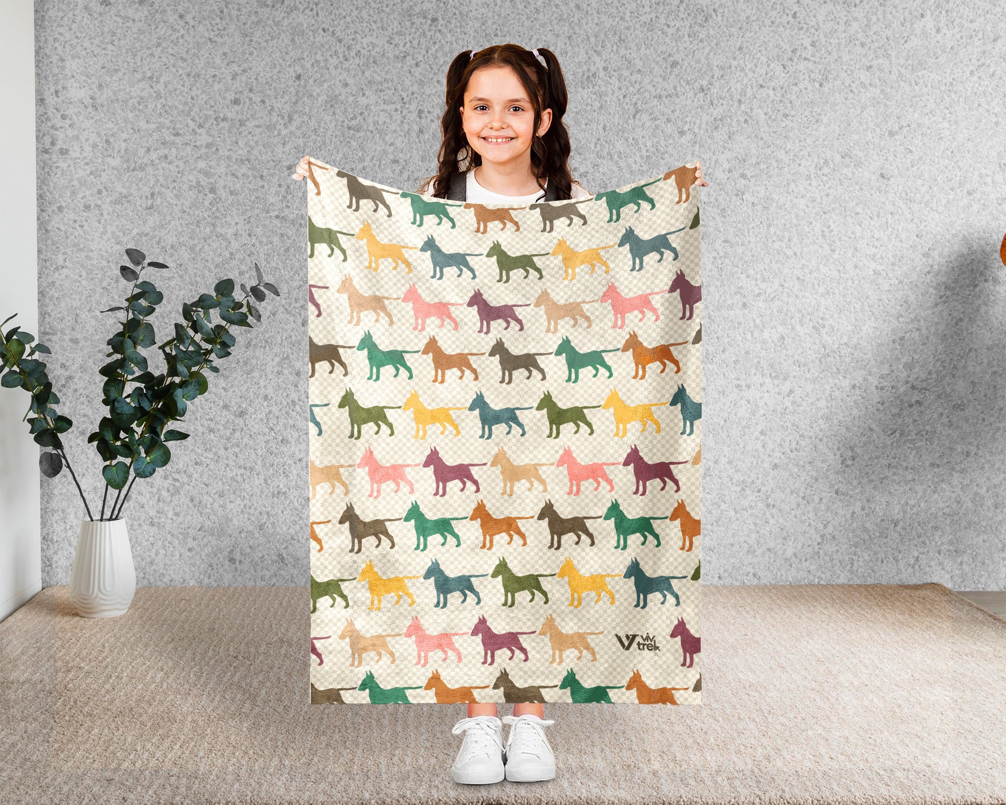 Retro Bull Terrier Blanket – Cozy Dog Lover Throw for Home