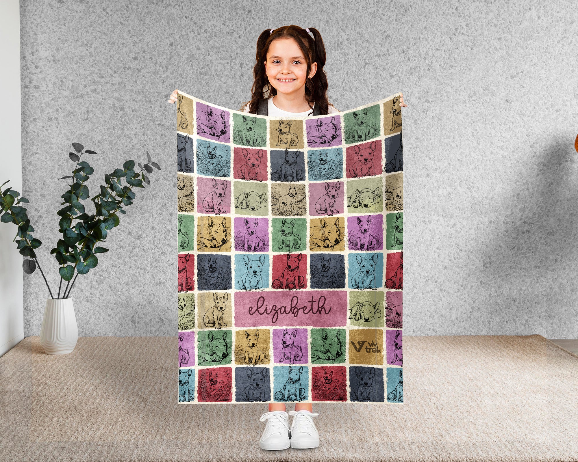 Personalized Name Bull Terrier Blanket – Cozy Throw for Dog Lovers & Pet Fans