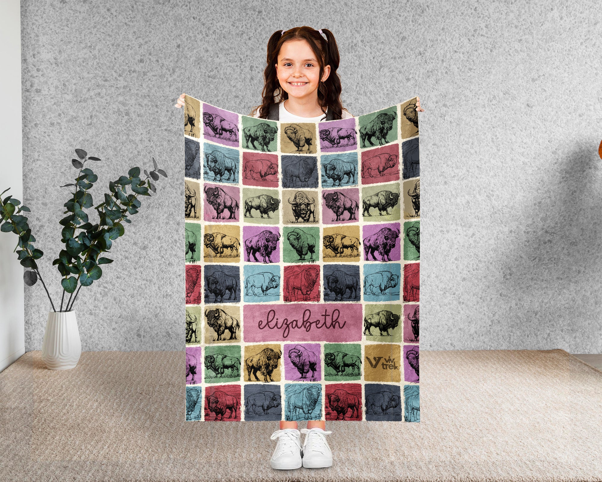 Personalized Bison Blanket Custom Name Rustic Buffalo Throw Cozy Wildlife Decor Western Inspired Gift Unique Nature Home Accent