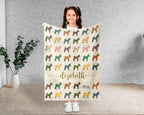Personalized Basenji Dog Throw Custom Name Pet Lover Blanket Retro Breed Design Barkless Dog Gift Unique Cozy Home Accent