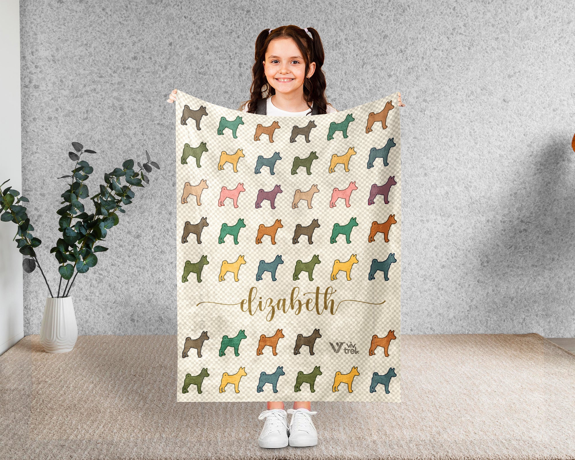 Personalized Basenji Dog Throw Custom Name Pet Lover Blanket Retro Breed Design Barkless Dog Gift Unique Cozy Home Accent