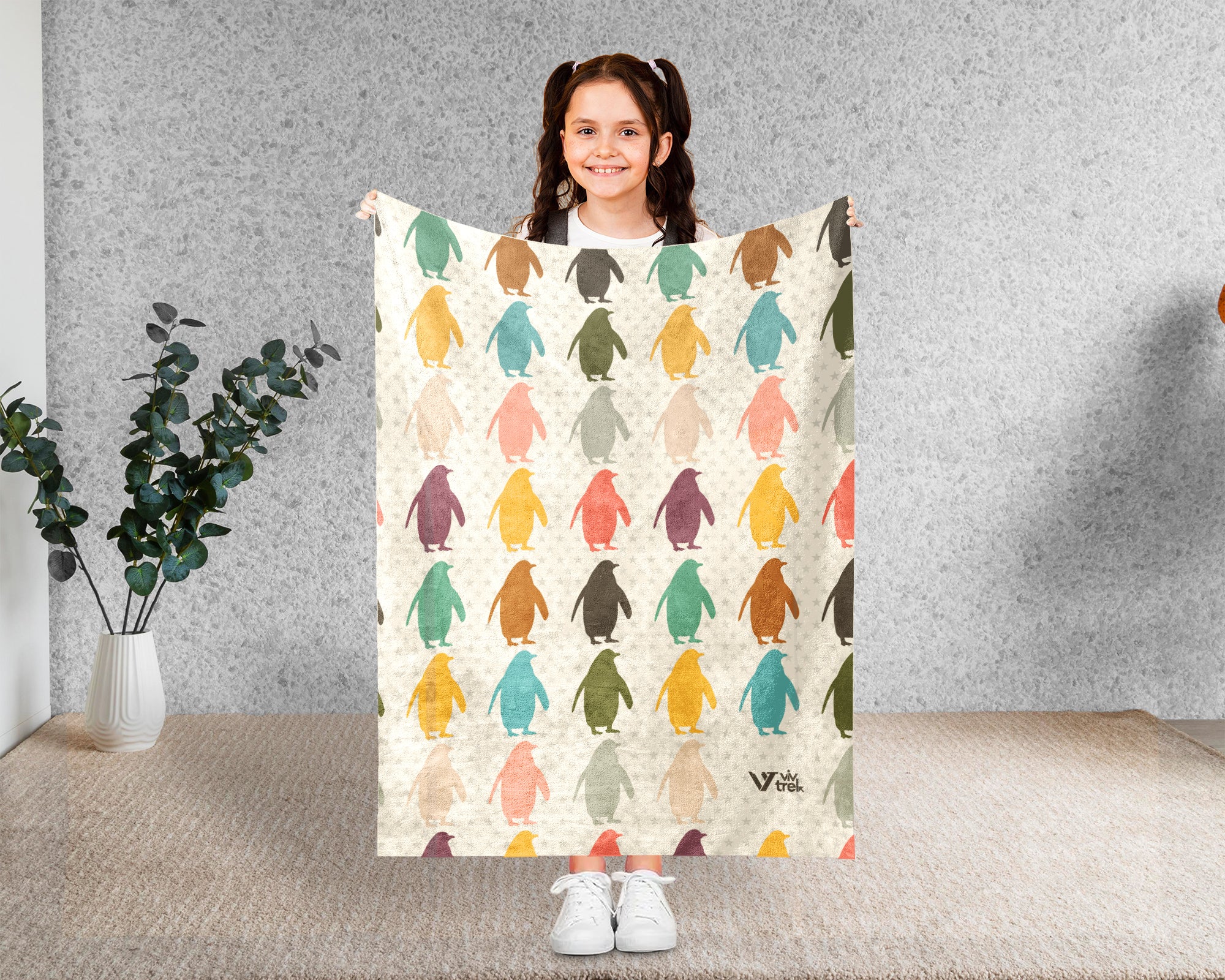 Retro Penguin Blanket Gift Cozy Ocean Animal Throw Soft Kawaii Decor Unique Arctic Inspired Blanket for Wildlife Lovers