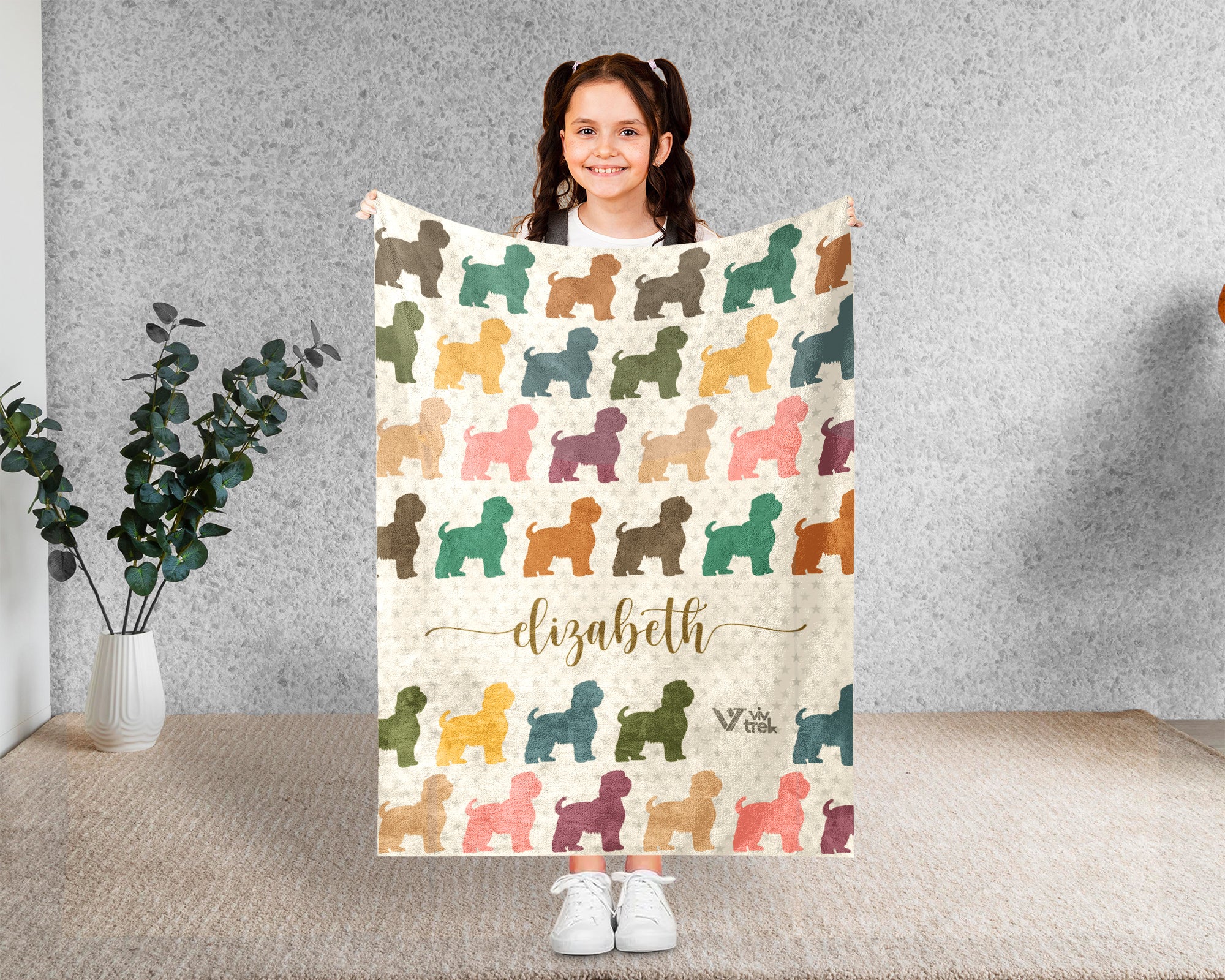 Personalized Shih Tzu Dog Blanket Custom Name Vintage Puppy Throw Cozy Pet Lover Gift Cute Dog Breed Blanket for Home and Gifts