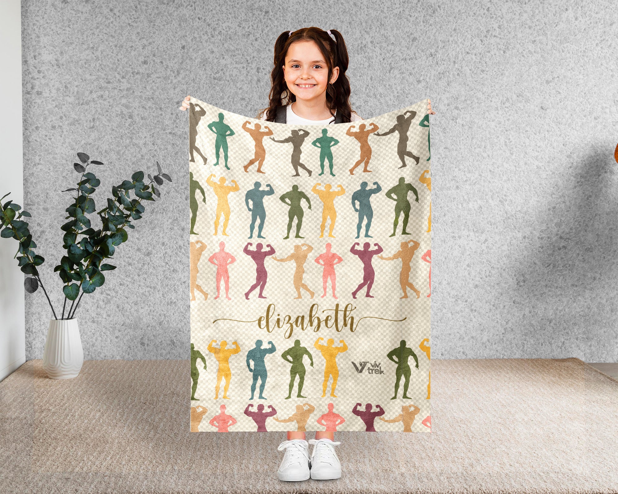 Custom Name Fitness Blanket Bodybuilding Throw Gift, Cozy Gym Lover Blanket for Athletes, Sporty Home Decor Accent
