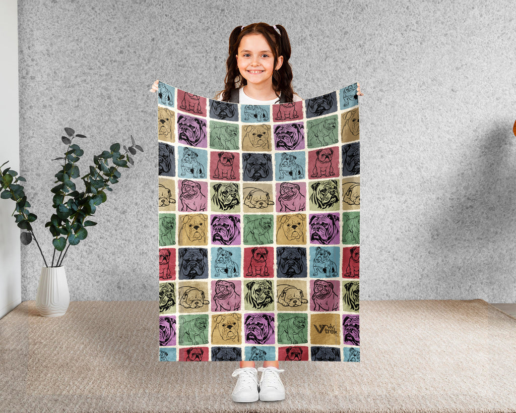 Vintage Bulldog Blanket – Easily Distracted Dog Lover Throw Gift