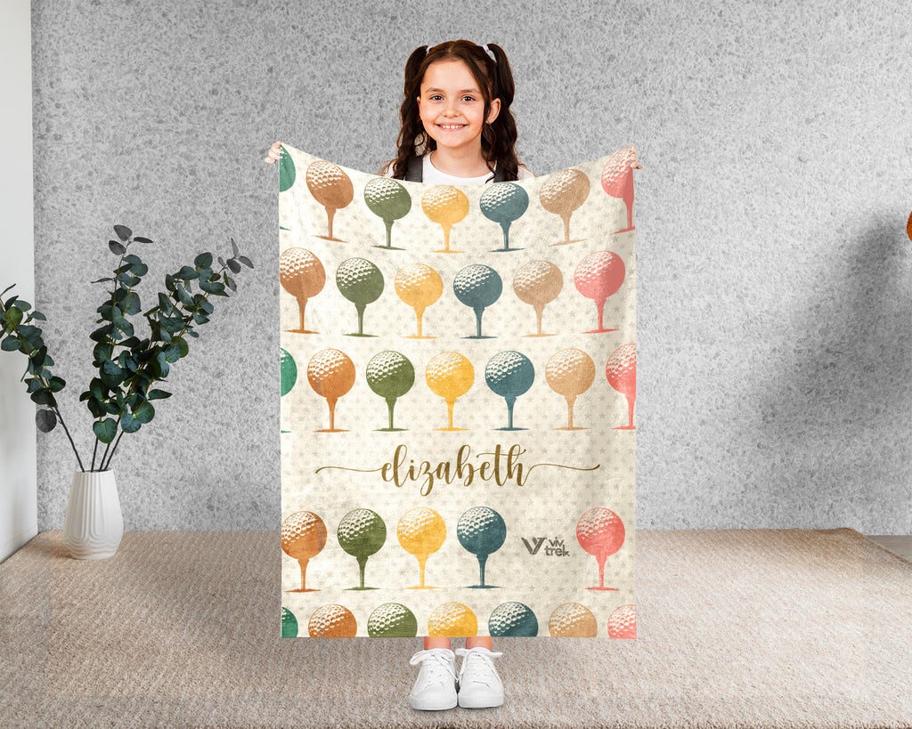 Custom Name Golf Lover Blanket Retro Player Throw Cozy Personalized Gift Soft Sports Decor for Golf Fans Home