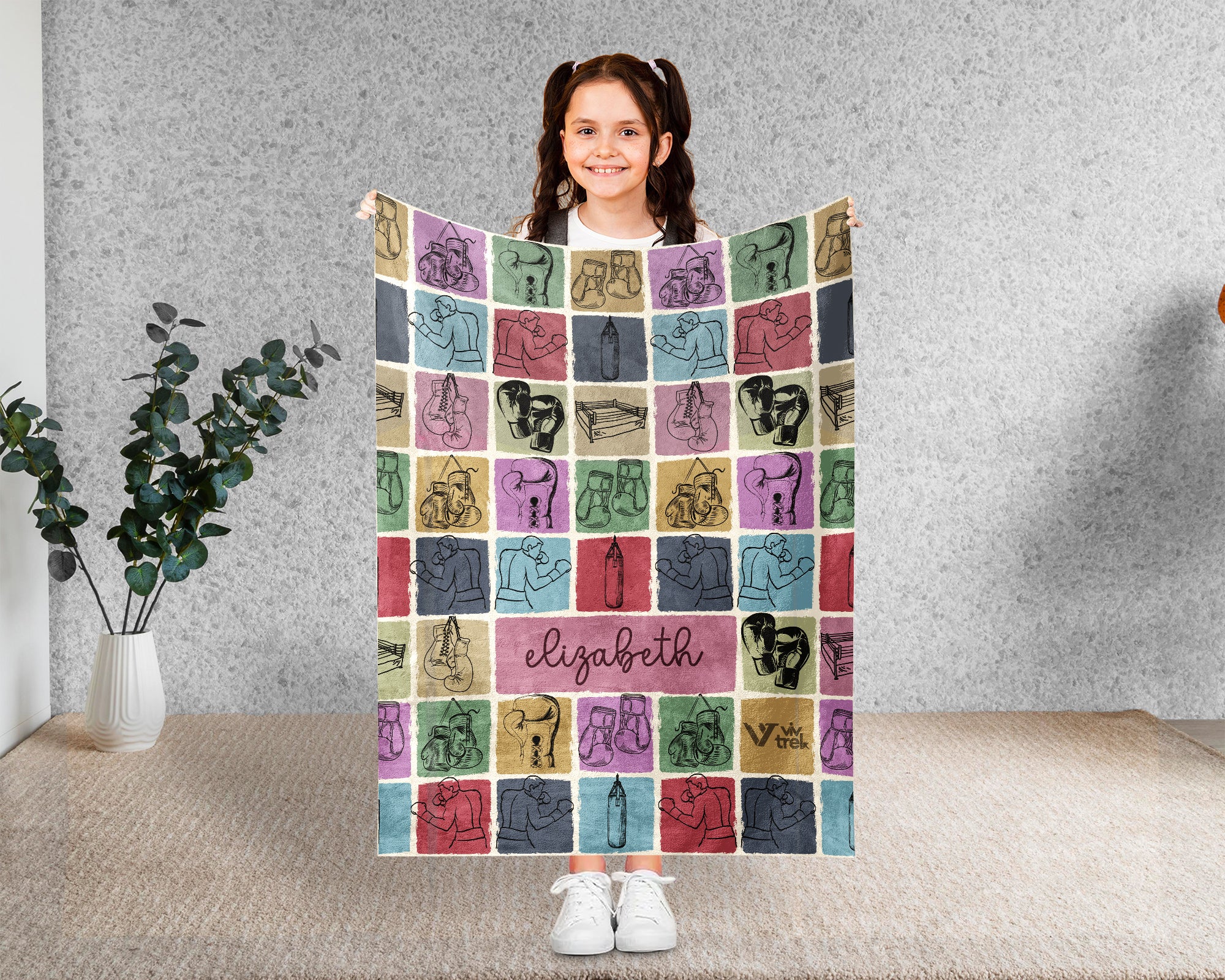 Personalized Boxing Blanket Cozy Custom Name Throw Soft Sports Decor Unique Boxing Lover Gift for Fans and Athletes