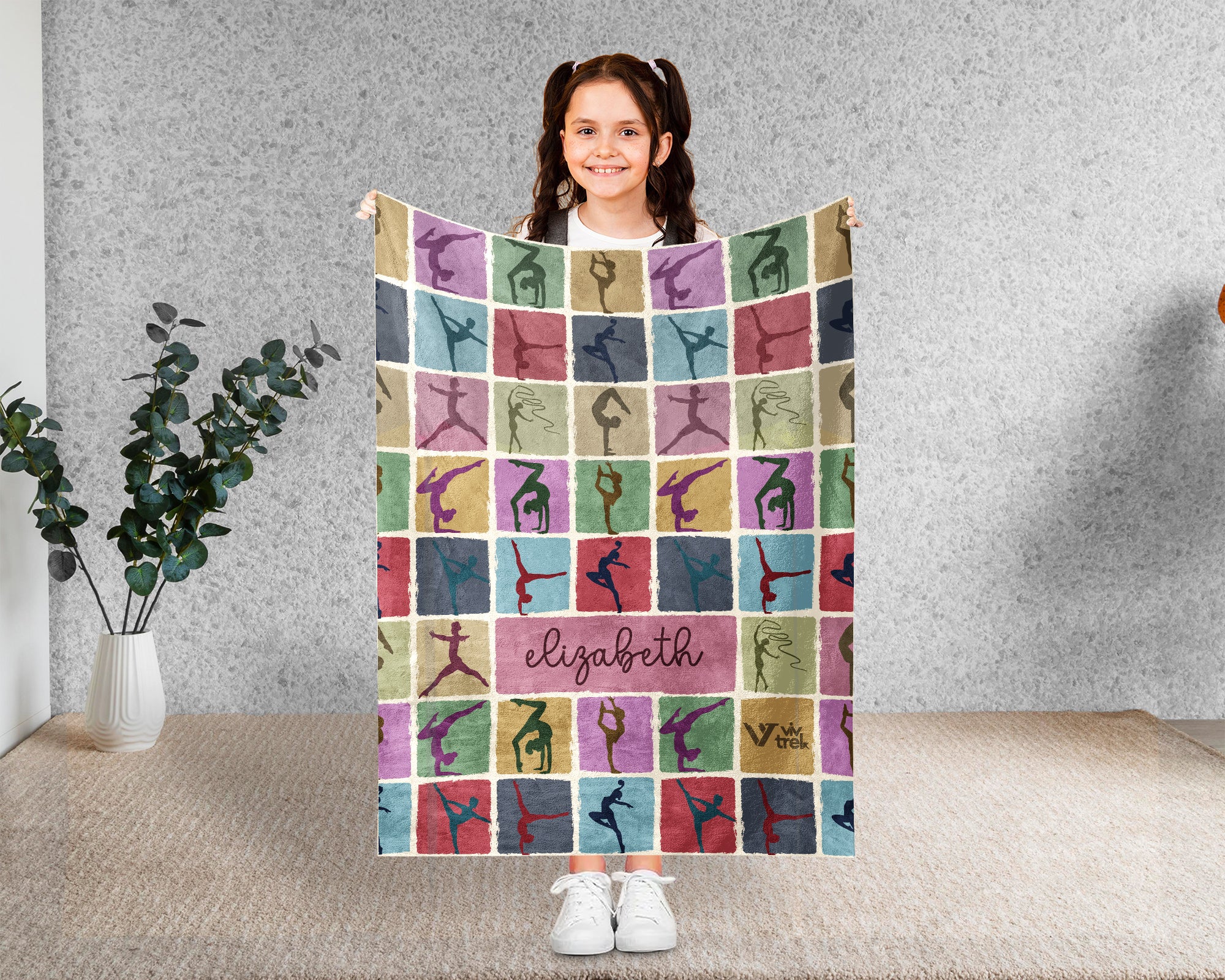 Personalized Gymnastics Blanket Cozy Custom Name Throw Soft Sports Decor Unique Gymnast Gift for Fans and Athletes