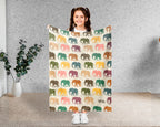 Retro Elephant Throw – Cozy Wildlife Animal Lover Blanket