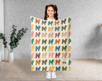 Retro Old English Sheepdog Throw Blanket for Couch, Fluffy Bobtail Dog Gift, Cozy OES Home Decor for Dog Lovers