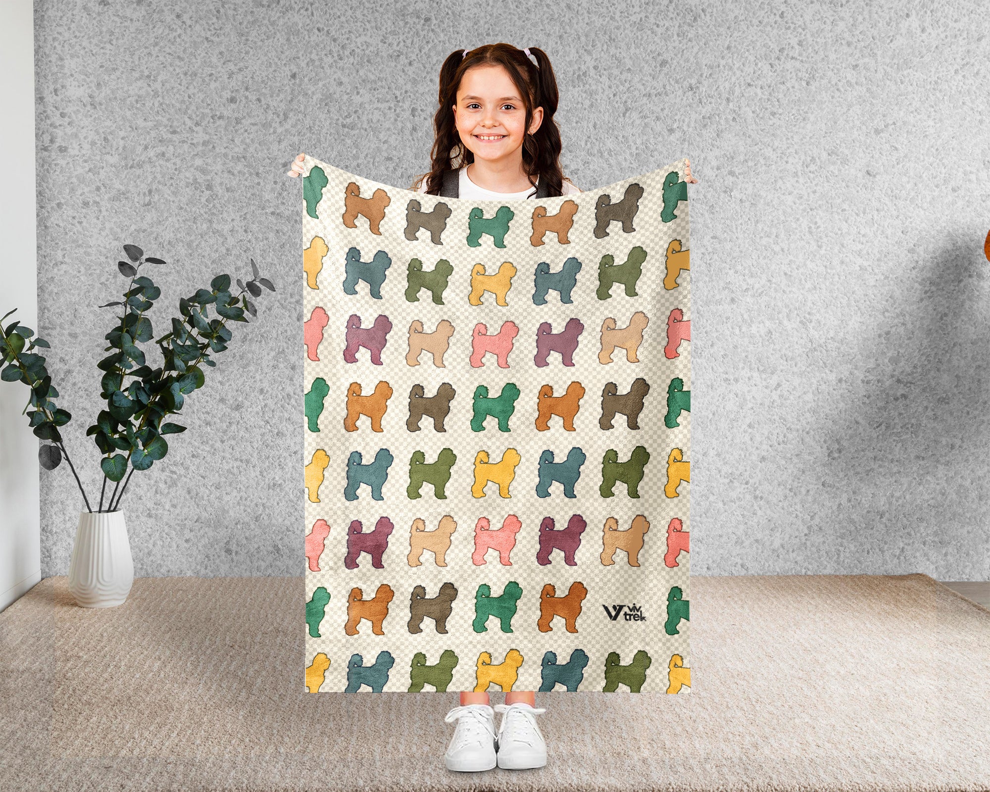 Retro Old English Sheepdog Throw Blanket for Couch, Fluffy Bobtail Dog Gift, Cozy OES Home Decor for Dog Lovers