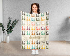 Custom Name Retro Panda Blanket, Personalized Cute Animal Throw for Panda Lover Bedroom Decor and Cozy Gift Ideas