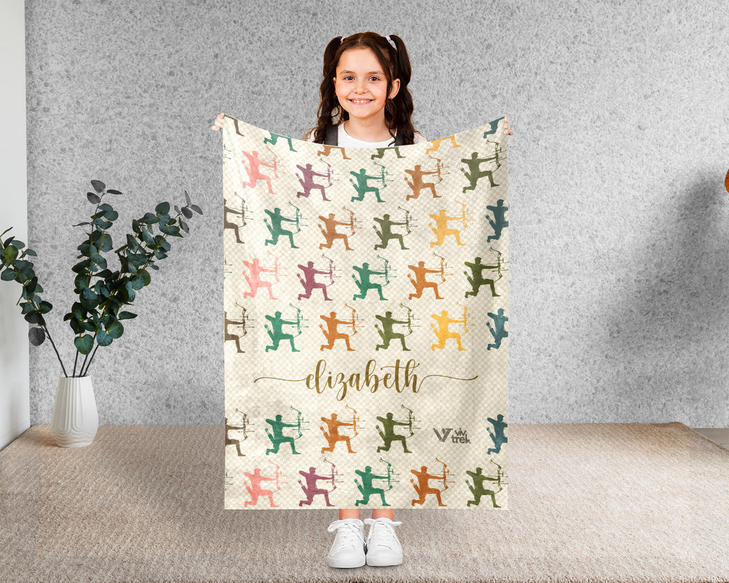 Custom Name Archery Blanket, Personalized Sports Throw, Cozy Archer Gift, Rustic Athletic Home Decor Blanket