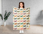 Retro Basset Hound Dog Throw Blanket, Puppy Lover Gift, Cozy Hound Breed Home Decor, Long Ear Canine House Accessory