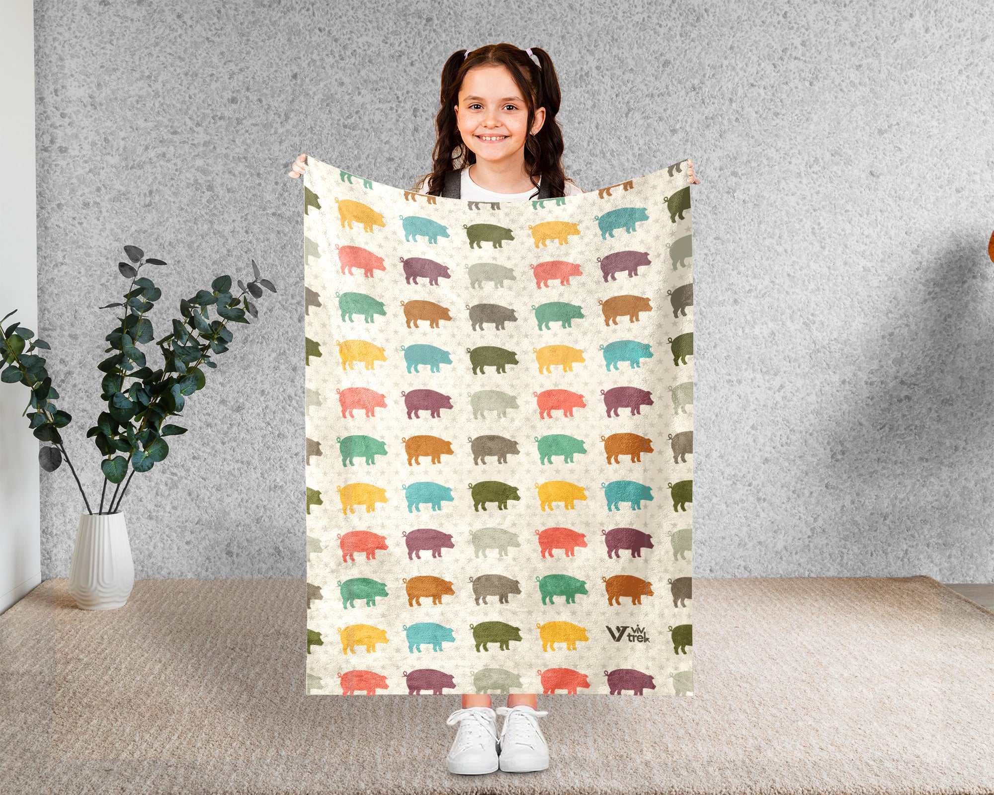 Retro Pig Lover Blanket Cozy Farm Animal Farmhouse Throw Gift