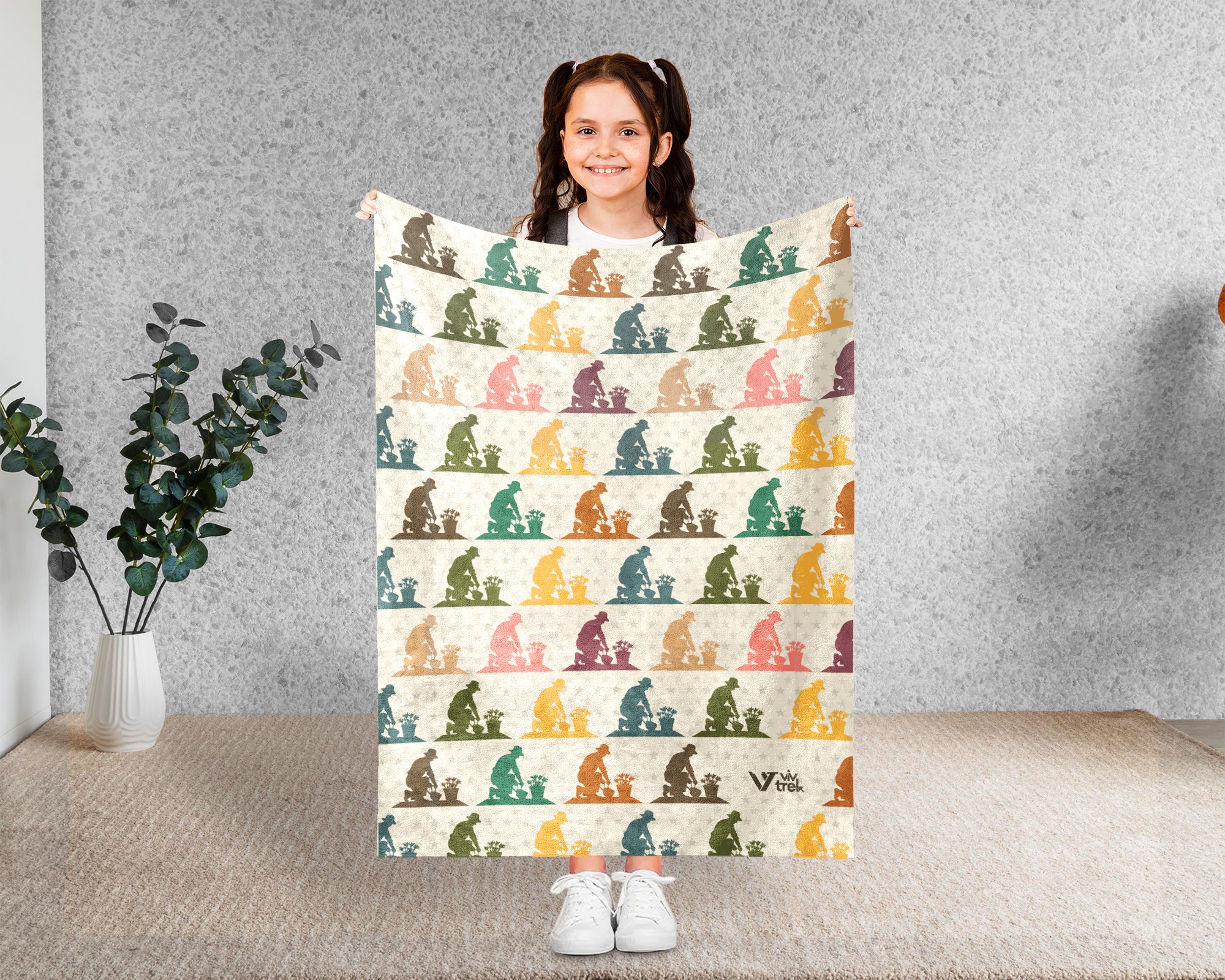 Retro Gardening Throw Cozy Botanical Blanket Soft Nature Decor Unique Gardener Gift for Plant Lovers Home