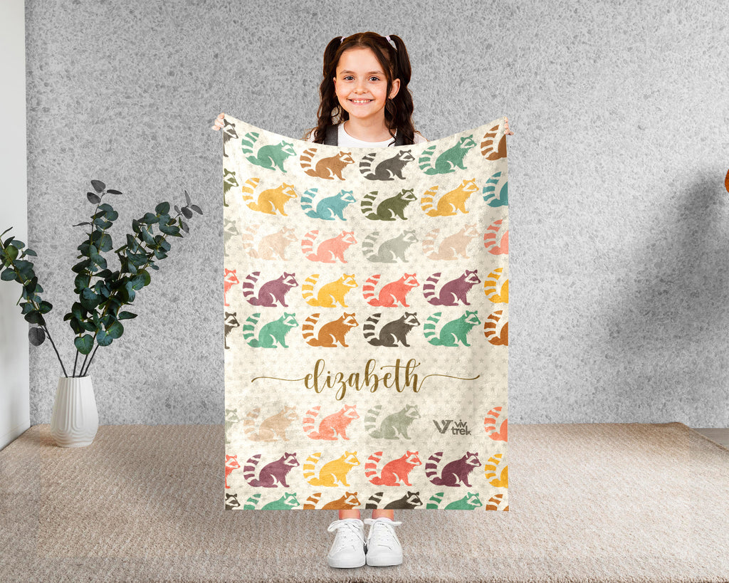 Custom Name Raccoon Lover Blanket Funny Animal Throw Cozy Personalized Gift Soft Wildlife Decor for Home