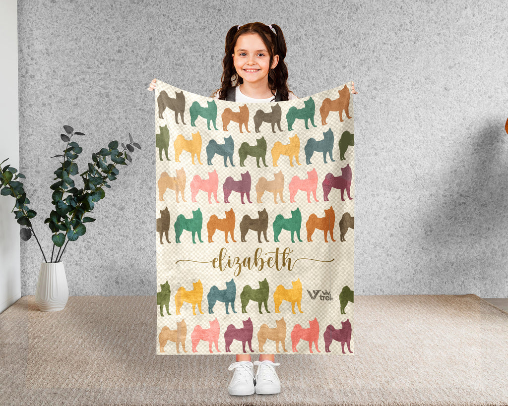 Personalized Shiba Inu Dog Blanket Custom Name Retro Puppy Throw Cozy Dog Lover Gift Cute Pet Home Decor Blanket