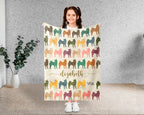 Personalized Shiba Inu Dog Blanket Custom Name Retro Puppy Throw Cozy Dog Lover Gift Cute Pet Home Decor Blanket