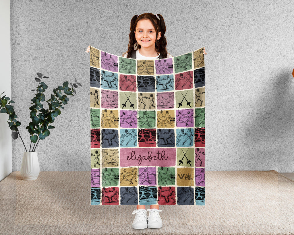 Personalized Fencing Blanket – Custom Name Fencer Sport Throw