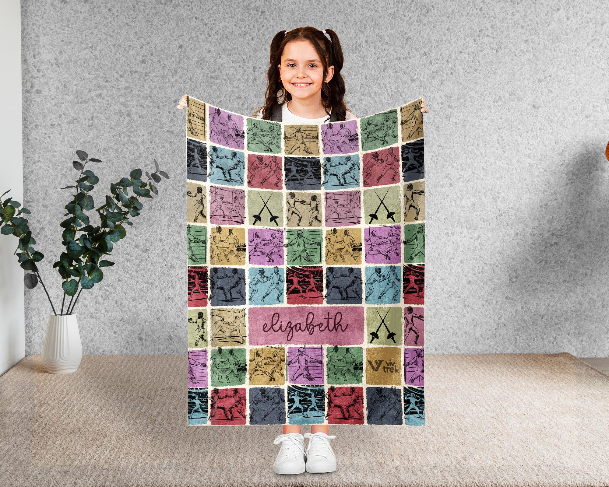 Personalized Fencing Blanket – Custom Name Fencer Sport Throw