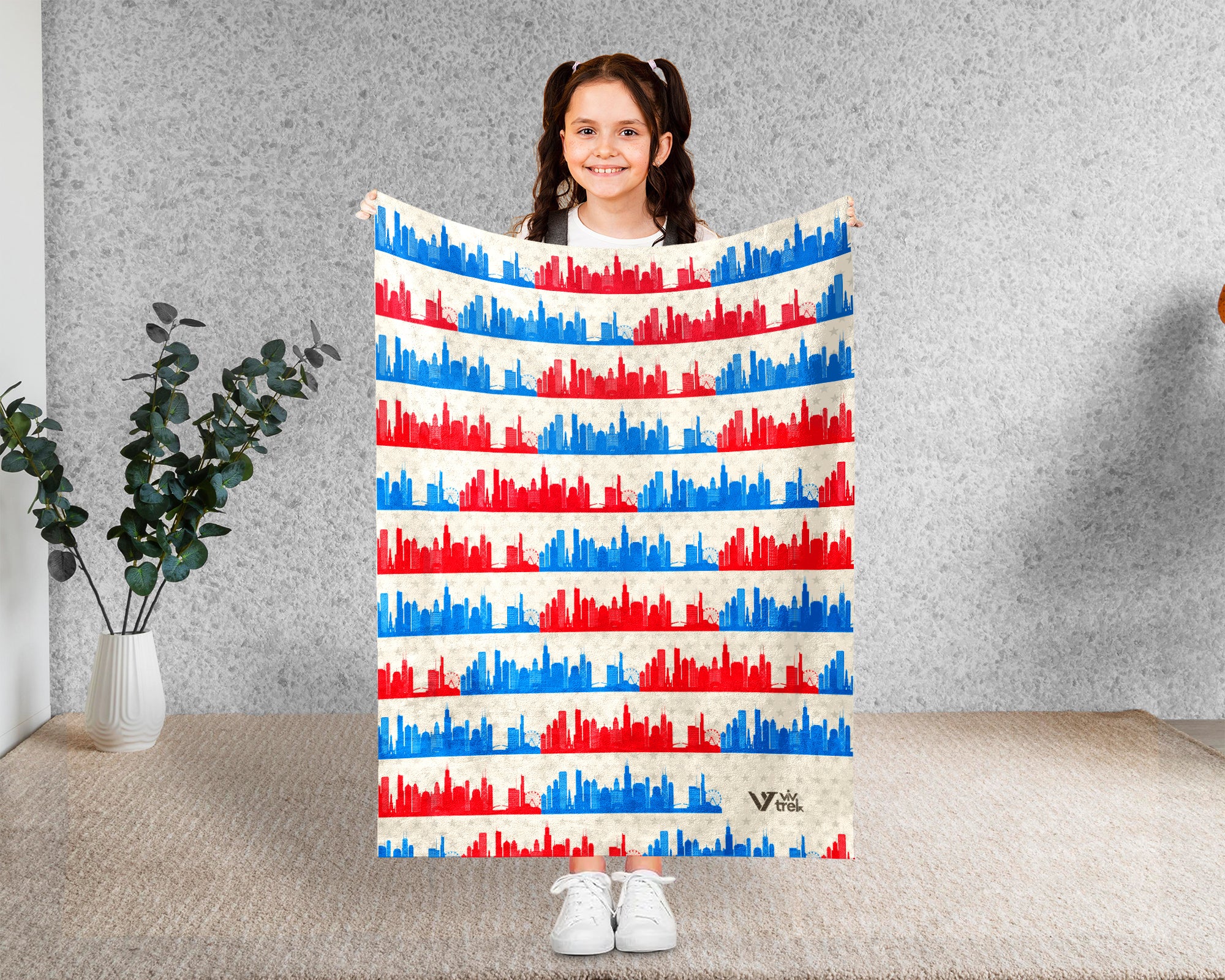 Retro Chicago City Map Blanket Throw, Cozy Windy City Decor, Skyline Design, Illinois Pride Gift, Urban Sofa Throw Blanket