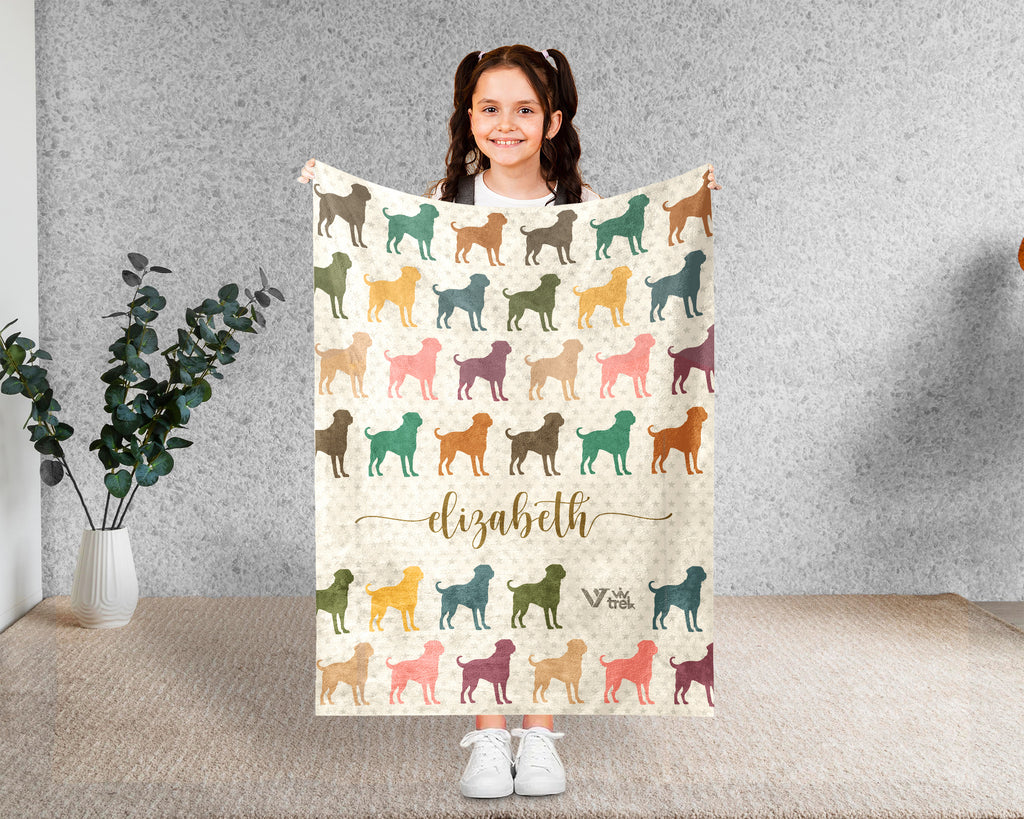 Custom Name Rottweiler Blanket, Cozy Vintage Puppy Throw for Dog Lovers