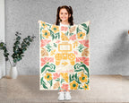 Floral Personalized Name Video Gaming Blanket with Custom Name, Cozy Floral Gamer Throw for Kids Teens Adults, Birthday Gift for Boys & Girls